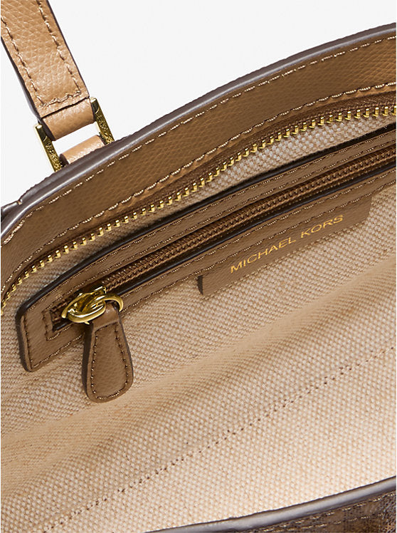 Taryn Small Signature Logo and Leather Convertible Crossbody Bag