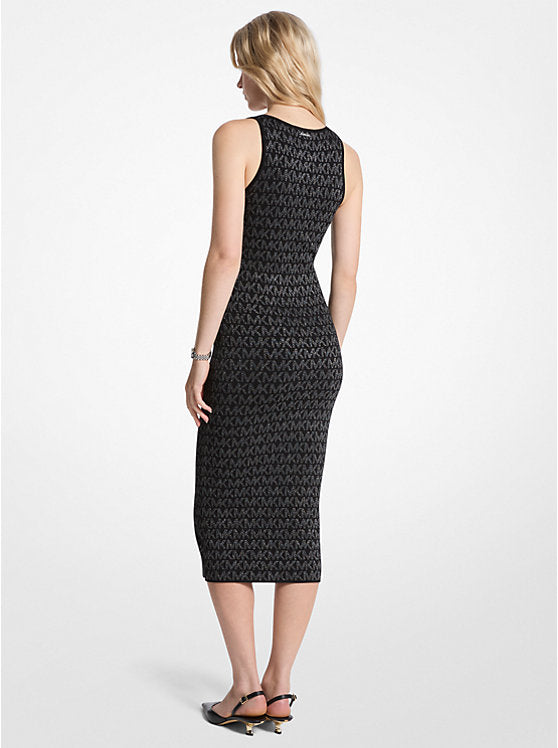 Metallic Logo Jacquard Midi Dress