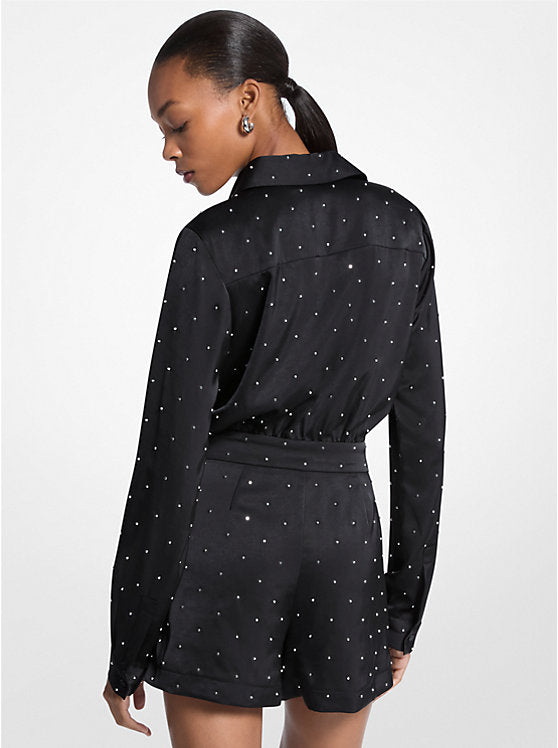 Studded Satin Romper