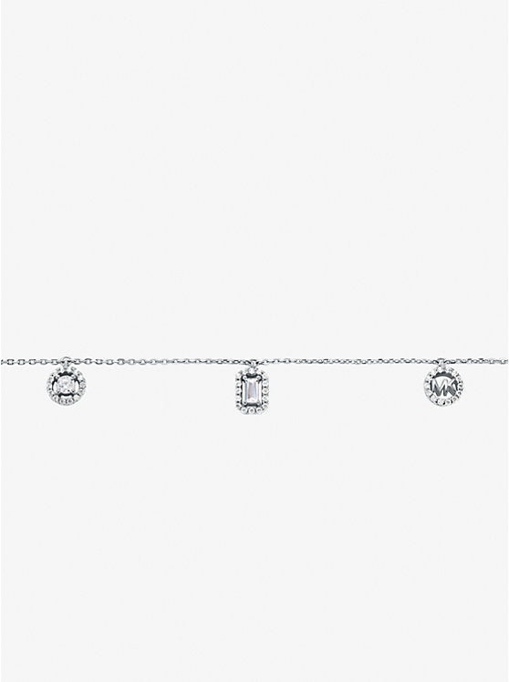 Precious Metal-Plated Sterling Silver Pavé Mixed Charms Necklace