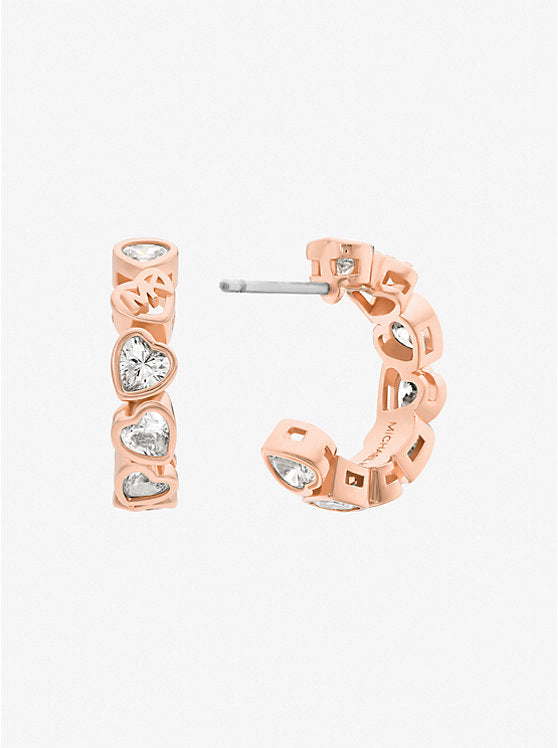 Cubic Zirconia Hearts Hoop Earrings