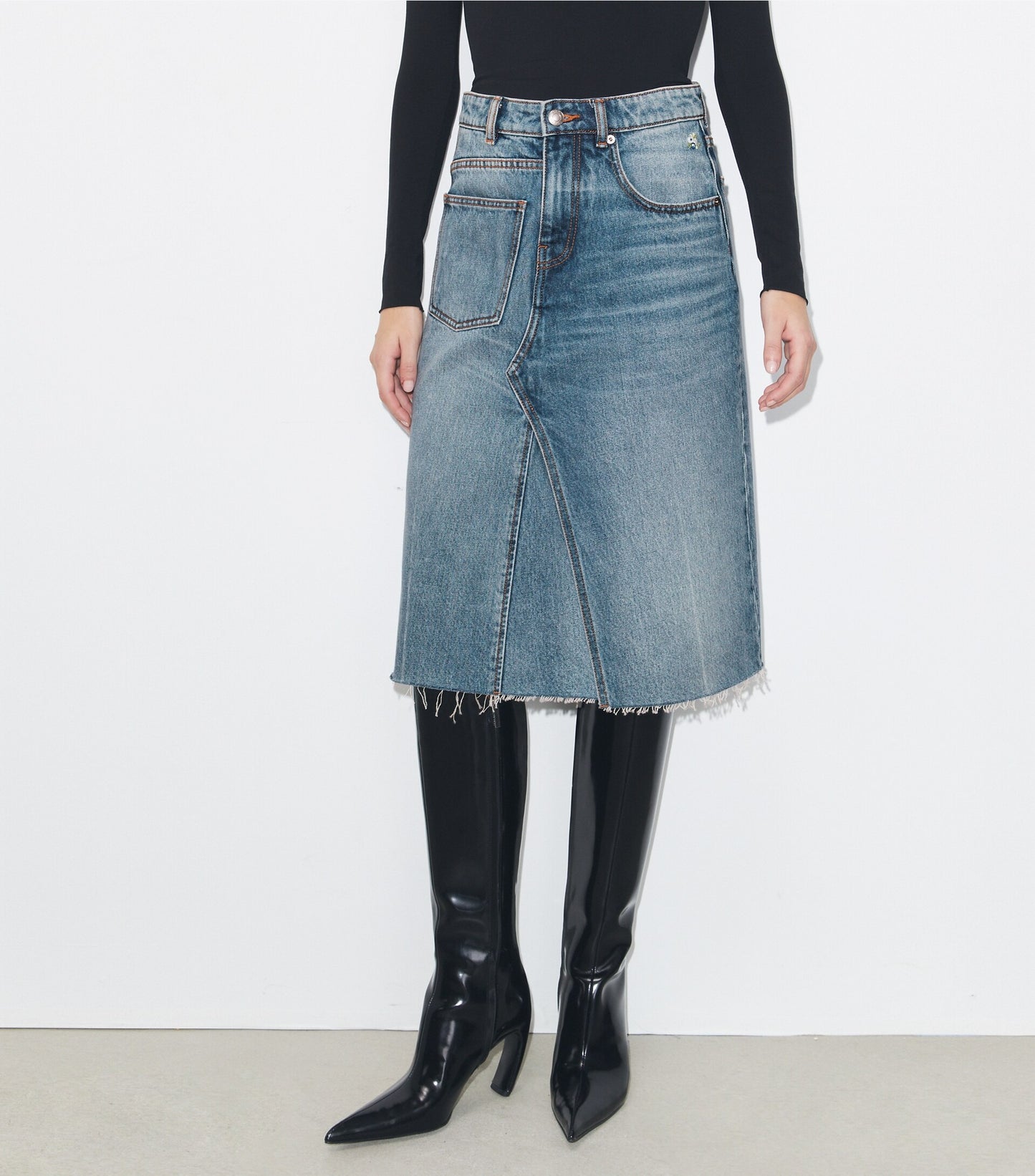 Deconstructed Denim Skirt
