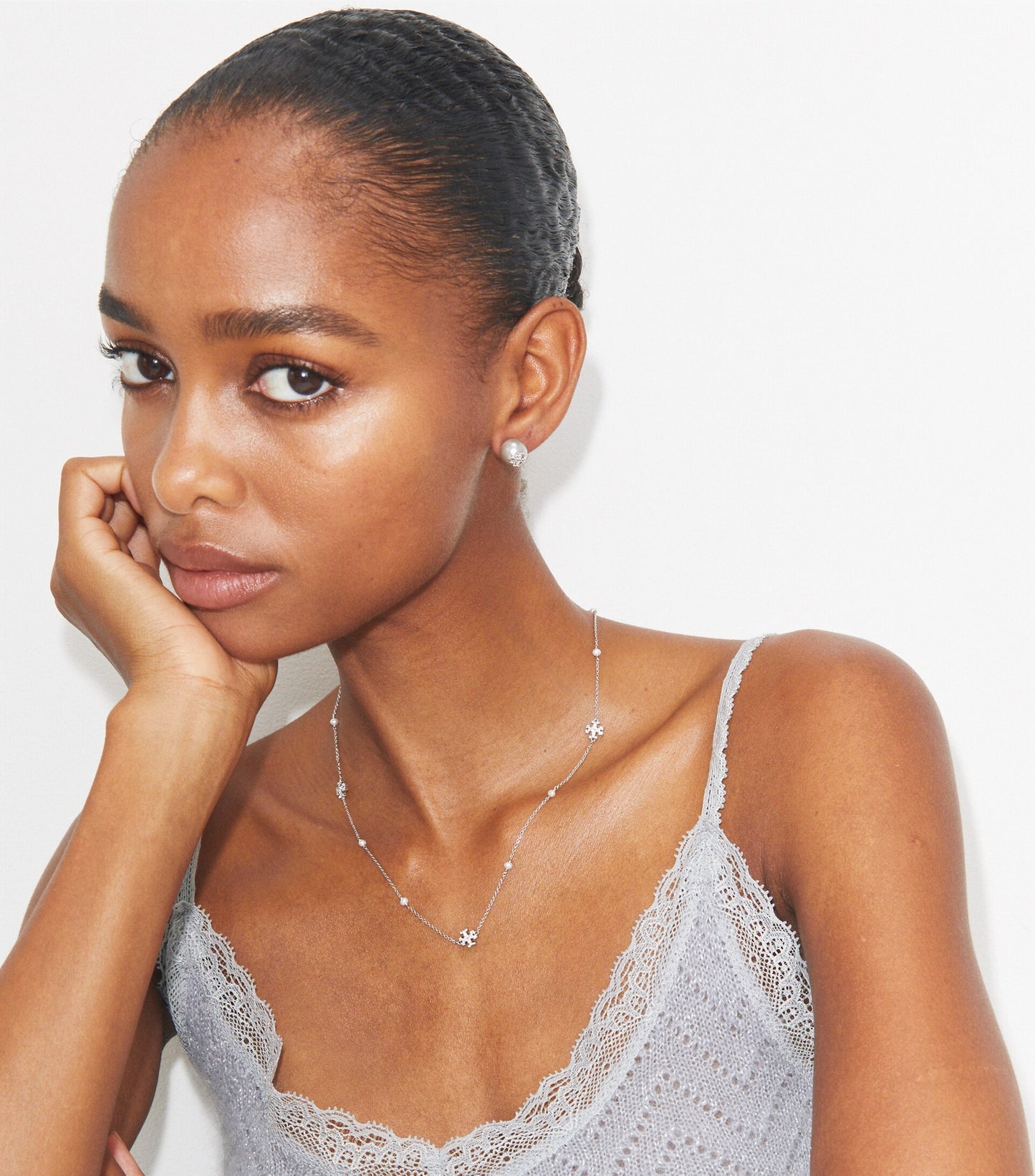 Moondance Pearl and Pavé Stud Earrings