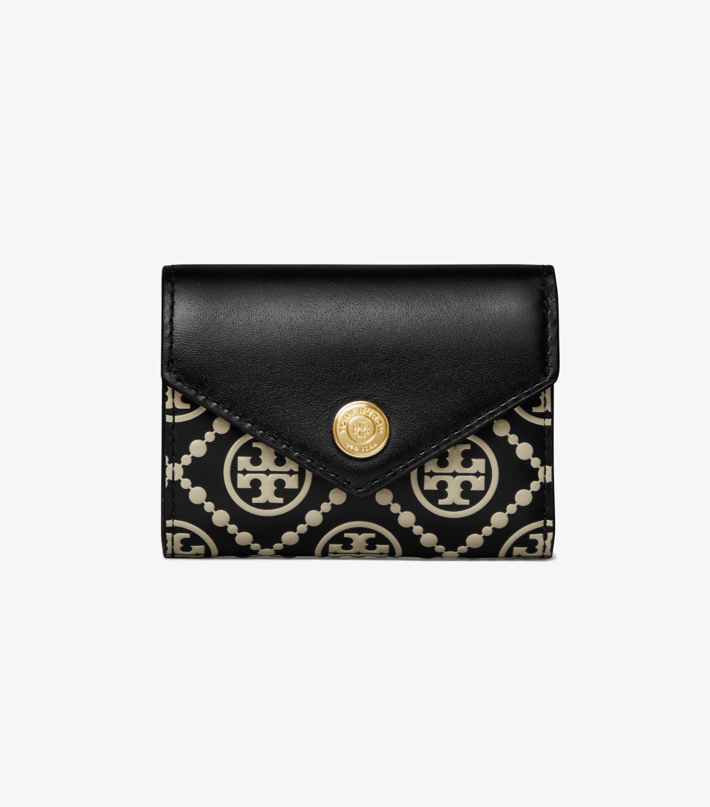 T Monogram Contrast Embossed Small Envelope Wallet