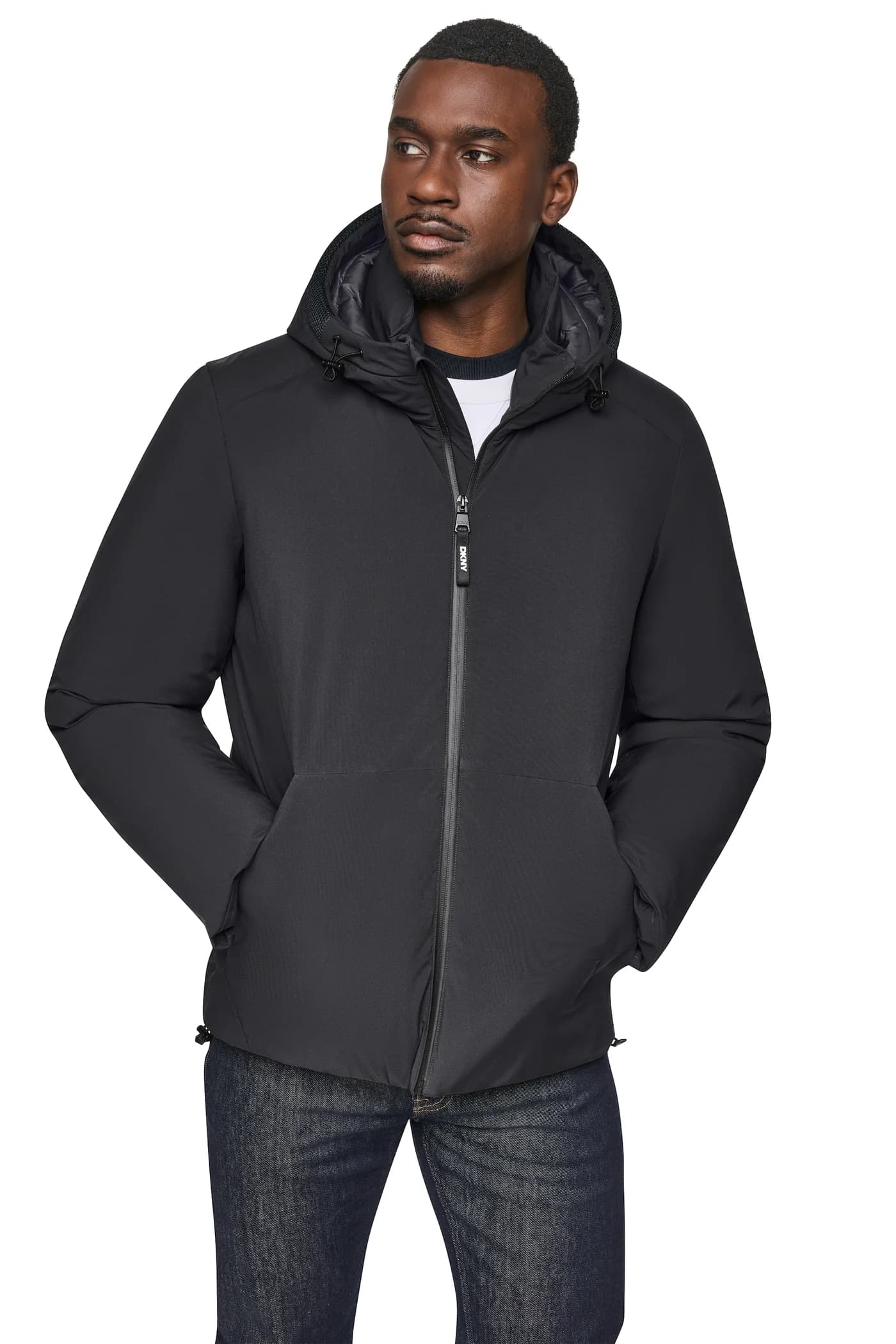 HOODED PUFFER JACKET in Black