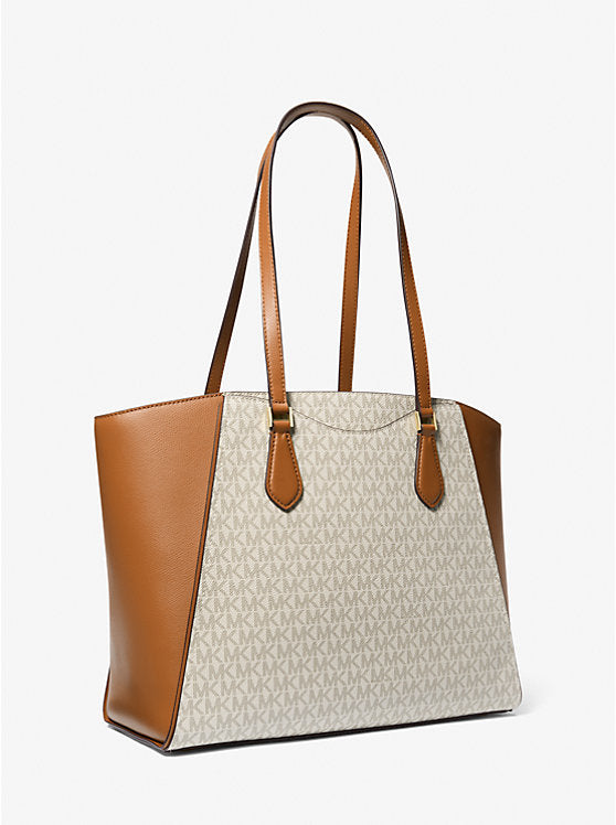 Taryn Large Signature Logo and Leather Tote Bag