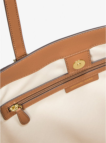 Taryn Large Signature Logo and Leather Tote Bag