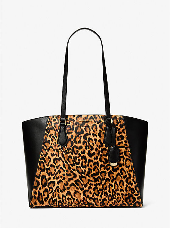 Taryn Large Leopard Print Calf Hair Tote Bag