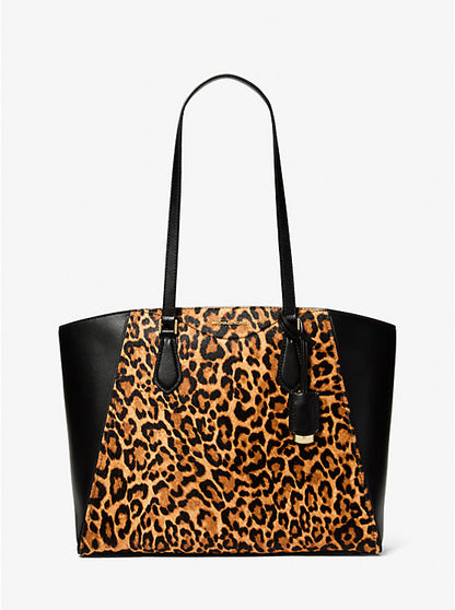 Taryn Large Leopard Print Calf Hair Tote Bag