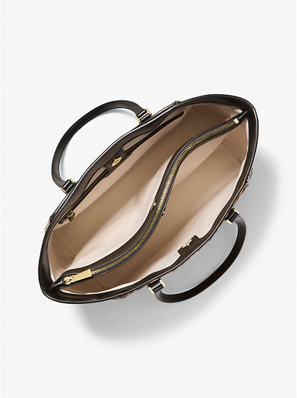 Taryn Large Leopard Print Calf Hair Tote Bag