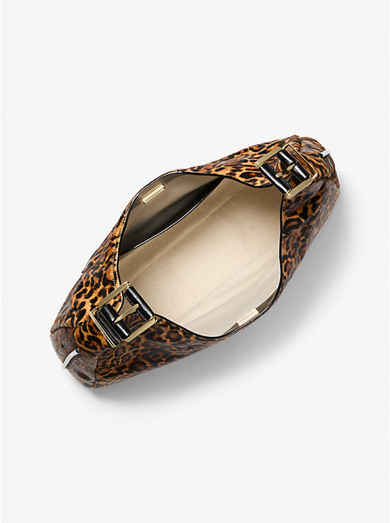 Nolita Large Leopard Print Calf Hair Hobo Shoulder Bag