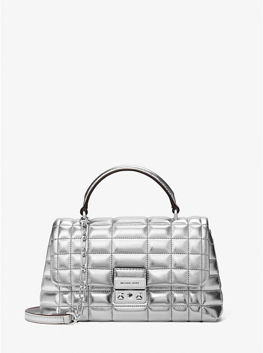 Tribeca Medium Quilted Metallic Leather Satchel