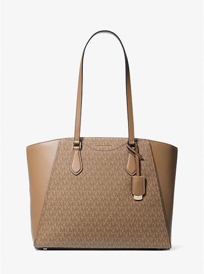 Taryn Large Signature Logo and Leather Tote Bag