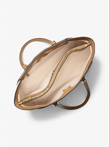 Taryn Large Signature Logo and Leather Tote Bag