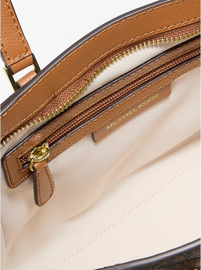 Taryn Small Signature Logo and Leather Convertible Crossbody Bag