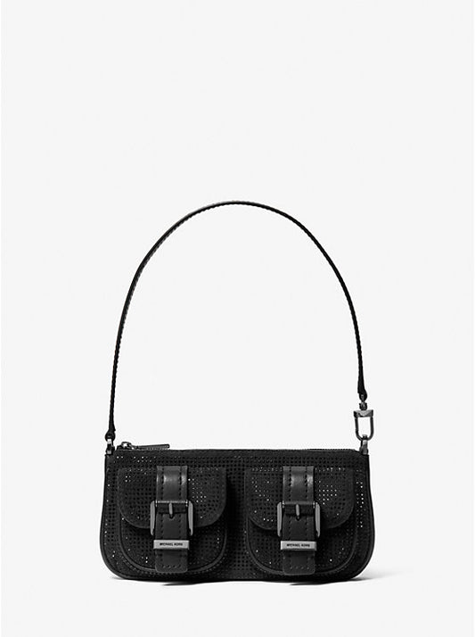 Zoe Small Embellished Suede Pochette