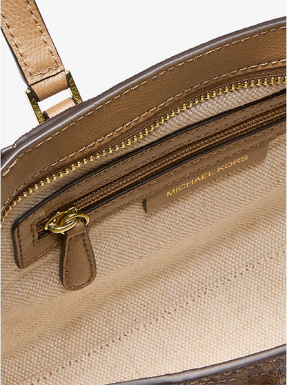 Taryn Small Signature Logo and Leather Convertible Crossbody Bag