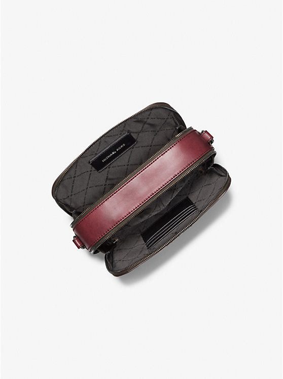 Hudson Logo Embossed Burnished Leather Crossbody Bag