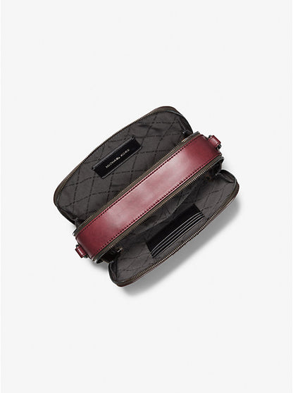 Hudson Logo Embossed Burnished Leather Crossbody Bag