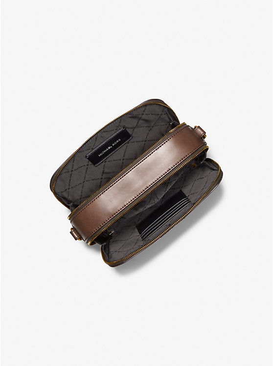 Hudson Logo Embossed Burnished Leather Crossbody Bag