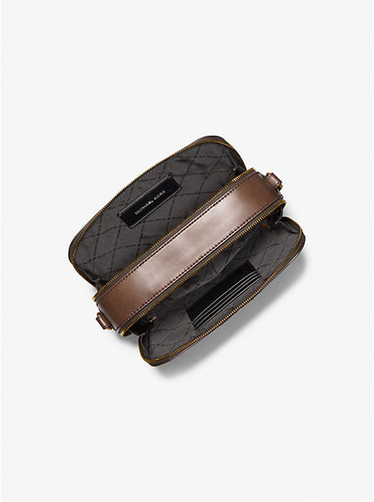 Hudson Logo Embossed Burnished Leather Crossbody Bag