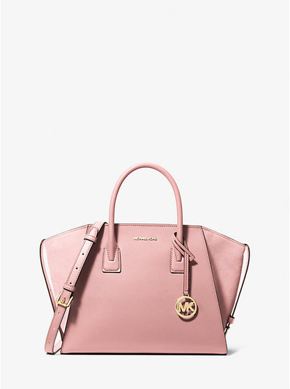 Avril Large Leather and Suede Satchel