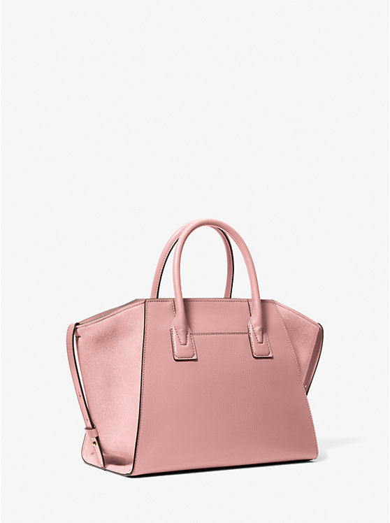 Avril Large Leather and Suede Satchel