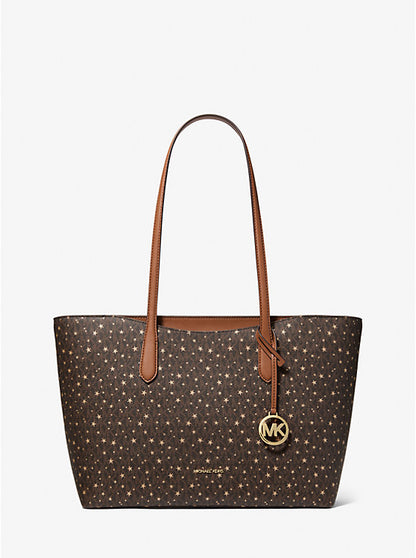 Arden Large Printed Signature Logo Top-Zip Tote Bag
