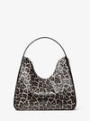 Nayla Medium Leopard Print Calf Hair Hobo Shoulder Bag