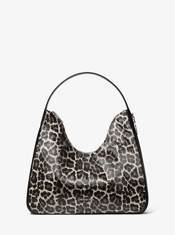 Nayla Medium Leopard Print Calf Hair Hobo Shoulder Bag
