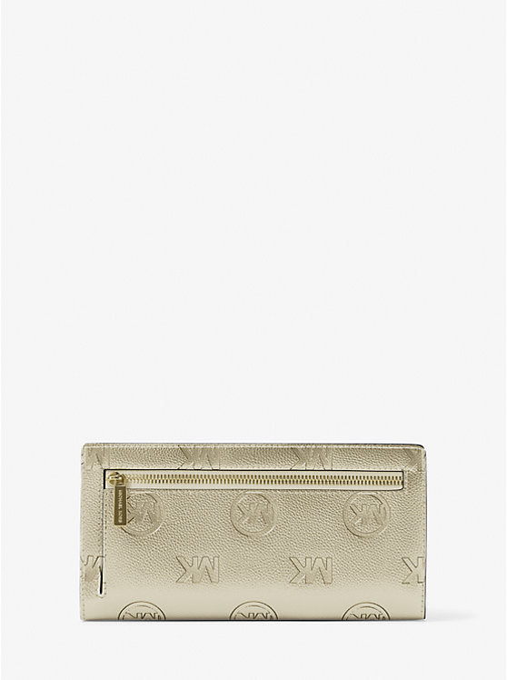Carson Large Metallic Logo Debossed Snap Wallet