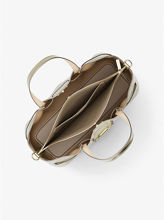 Carson Medium Metallic Logo Debossed Satchel