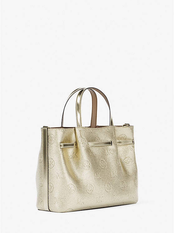Carson Medium Metallic Logo Debossed Satchel