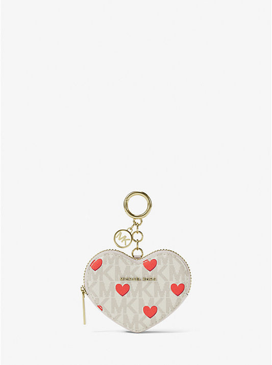 Jet Set Small Printed Signature Logo Heart Coin Pouch