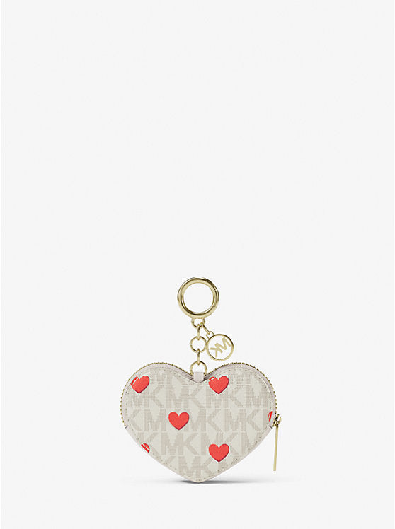 Jet Set Small Printed Signature Logo Heart Coin Pouch