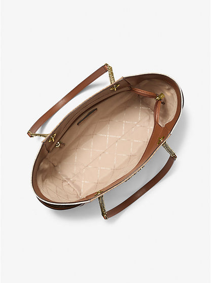 Jet Set Large Color-Block Signature Logo Tote Bag