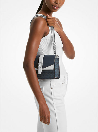 Greenwich Small Color-Block Signature Logo Crossbody Bag