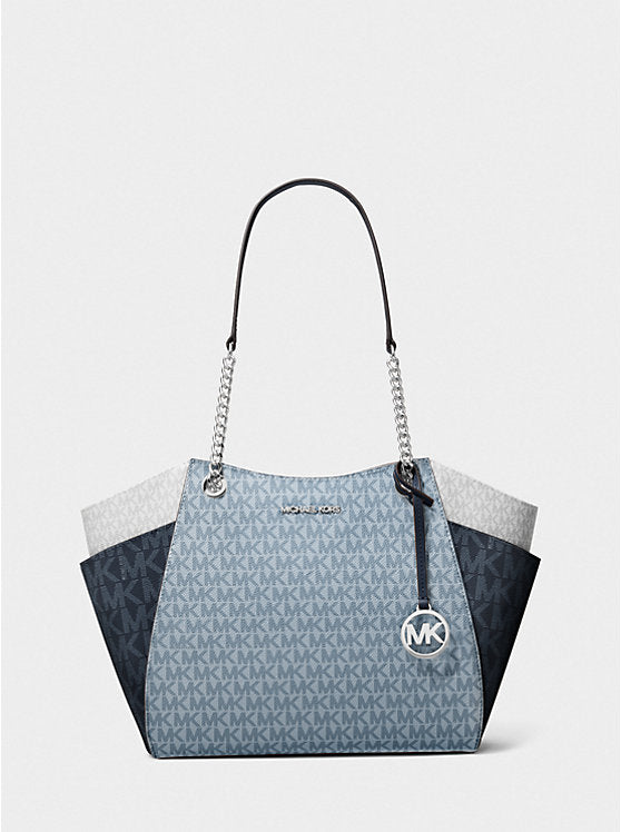 Jet Set Large Color-Block Signature Logo Shoulder Bag