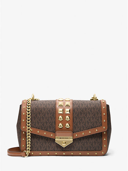 Soho Large Studded Signature Logo Shoulder Bag