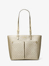 Jet Set Medium Metallic Signature Logo Pocket Tote Bag
