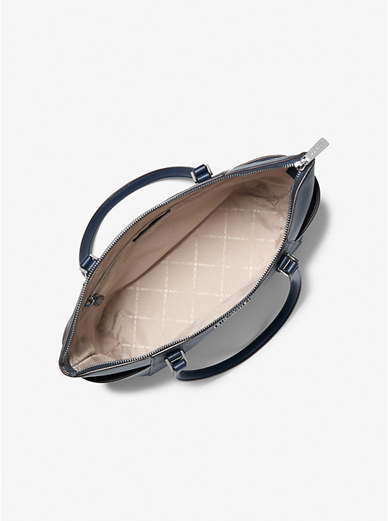 Charlotte Large Logo and Leather Top-Zip Tote Bag