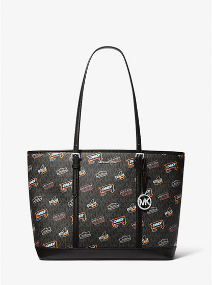 Jet Set Large Printed Signature Logo Tote Bag