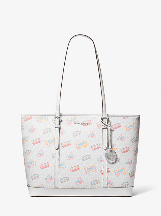 Jet Set Large Printed Signature Logo Tote Bag