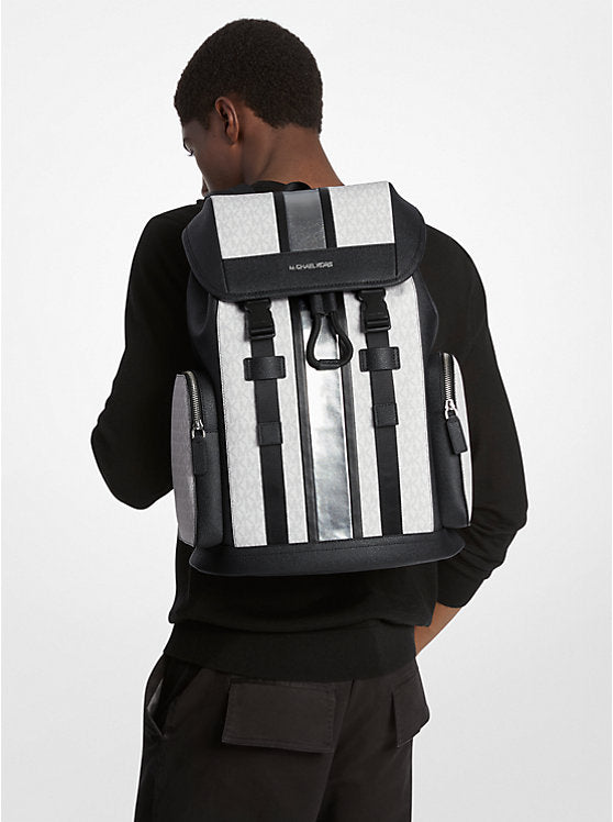 Cooper Metallic Striped Signature Logo Backpack