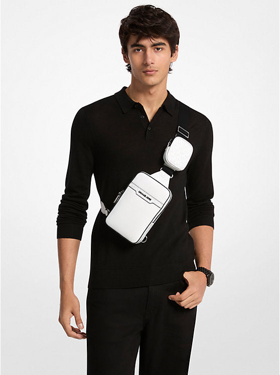 Cooper Medium Pebbled Leather and Signature Logo Sling Pack with Pouch