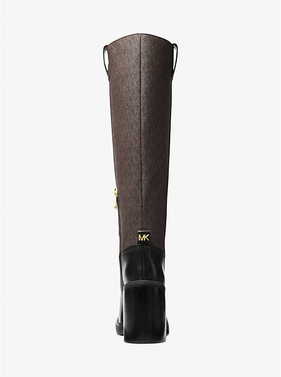 Houston Signature Logo and Leather Block Heel Boot