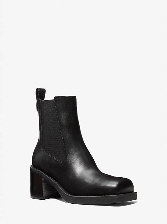 Houston Leather Block Heel Ankle Boot