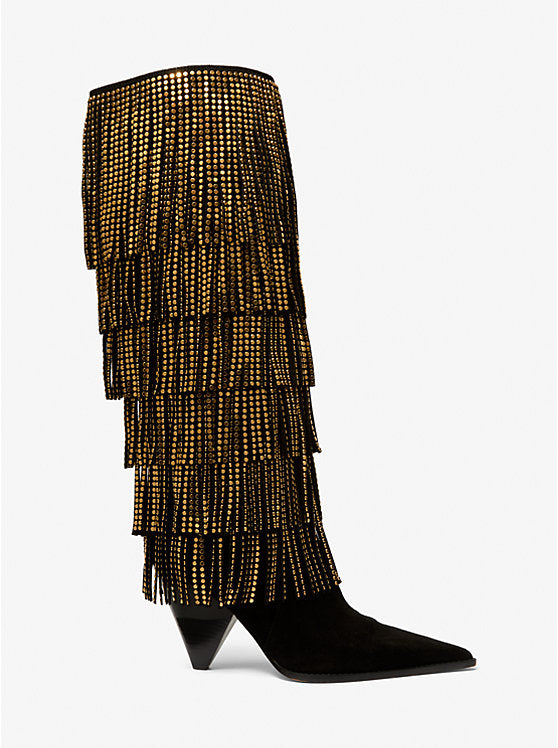 Jayla Embellished Suede Fringed Boot
