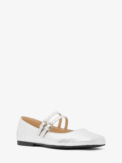 Matilda Crackled Metallic Leather Mary Jane