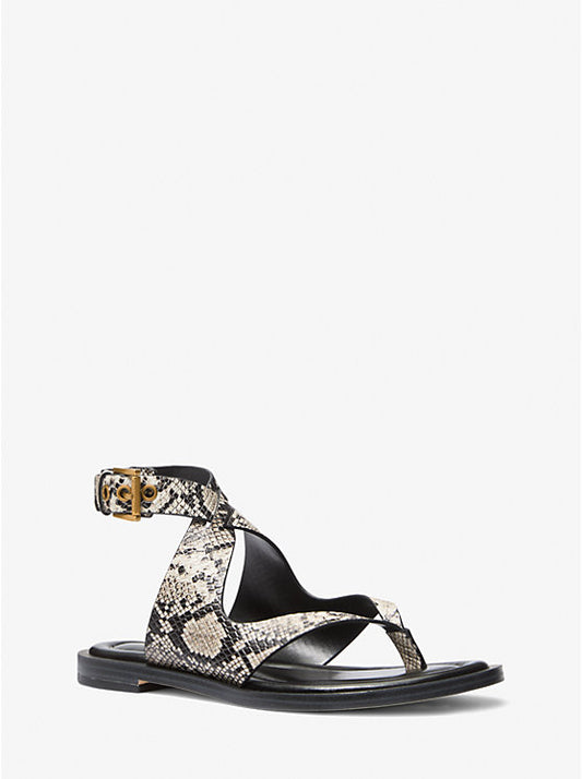 Irene Snake Embossed Leather Wrap Sandal